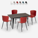 Set met eettafel 120x60 cm en 4 stoelen in industrieel design Ruler Aanbod