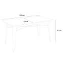 Set met eettafel 120x60 cm en 4 stoelen in industrieel design Ruler 