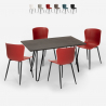 set van 4 stoelen Lix rechthoekige tafel industriële stijl 120x60cm wire Korting
