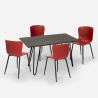Set met eettafel 120x60 cm en 4 stoelen in industrieel design Wire Afmetingen