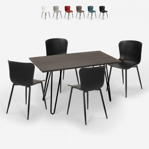 Set van 4 stoelen Tolix rechthoekige tafel industriële stijl 120x60cm Wire