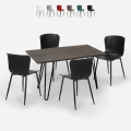 Set met eettafel 120x60 cm en 4 stoelen in industrieel design Wire Aanbieding