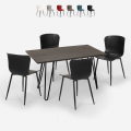 set van 4 stoelen Lix rechthoekige tafel industriële stijl 120x60cm wire Aanbieding