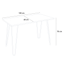Set met eettafel 120x60 cm en 4 stoelen in industrieel design Wire 