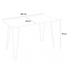 Set met eettafel 120x60 cm en 4 stoelen in industrieel design Wire 