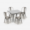 Industriële set met 4 vintage stijl stoelen en tafel 80x80 cm State Keuze