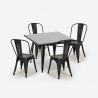 Industriële set met 4 vintage stijl stoelen en tafel 80x80 cm State Black Prijs
