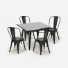 set van 4 vintage industriële stijl Lix tafel stoelen 80x80cm state black Prijs