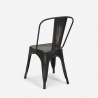 Industriële set met 4 vintage stijl stoelen en tafel 80x80 cm State Black 