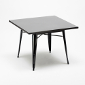 Industriële set met 4 vintage stijl stoelen en tafel 80x80 cm State Black 