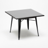 Industriële set met 4 vintage stijl stoelen en tafel 80x80 cm State Black 
