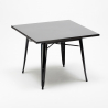 set van 4 vintage industriële stijl Lix tafel stoelen 80x80cm state black 