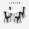 set 4 stoelen tafel industriële stijl metaal 80x80cm wit state white Korting