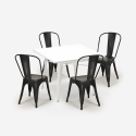Industriële set met 4 vintage stijl stoelen en tafel 80x80 cm State White Afmetingen