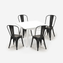 set 4 stoelen Lix tafel industriële stijl metaal 80x80cm wit state white Afmetingen