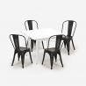 Industriële set met 4 vintage stijl stoelen en tafel 80x80 cm State White Afmetingen