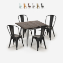industriële eettafel set 80x80cm 4 stoelen vintage design Lix burton Kortingen