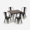 industriële eettafel set 80x80cm 4 stoelen vintage design burton Prijs