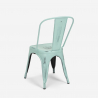 Industriële set met eettafel 80x80 cm en 4 vintage design stoelen Burton 