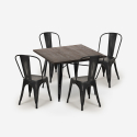 set 4 stoelen Lix vintage eettafel 80x80cm hout metaal burton black Afmetingen