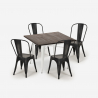 industriële keukentafel set 80x80cm 4 stoelen design Lix burton white Afmetingen