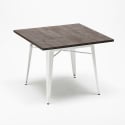 Industriële set met eettafel 80x80 cm en 4 vintage design stoelen Burton White 