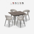 Set met vierkante tafel 80x80 cm en 4 stoelen in modern industrieel design Reeve Aanbieding