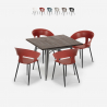 Set met vierkante tafel 80x80 cm en 4 stoelen in modern industrieel design Reeve Catalogus