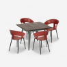 Set met vierkante tafel 80x80 cm en 4 stoelen in modern industrieel design Reeve Kosten