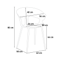 Set met vierkante tafel 80x80 cm en 4 stoelen in modern industrieel design Reeve 