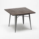 Set met vierkante tafel 80x80 cm en 4 stoelen in modern industrieel design Reeve 