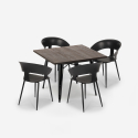set 4 stoelen design vierkante tafel 80x80cm Lix industriële reeve black Keuze