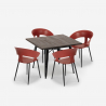 Set met vierkante tafel 80x80 cm en 4 stoelen in modern industrieel design Reeve Black Kosten