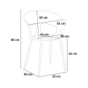 set 4 stoelen design vierkante tafel 80x80cm Lix industriële reeve black 