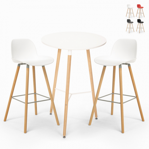 Ronde tafel set 60x60cm 2 krukjes Scandinavisch design Ojala Light Aanbieding