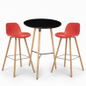 Set met hoge ronde tafel 60 cm en 2 barkrukken in Scandinavisch design Ojala Dark Model