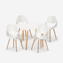Set van witte vierkante tafel 80x80cm en 4 stoelen in Scandinavisch design Dax Light Catalogus