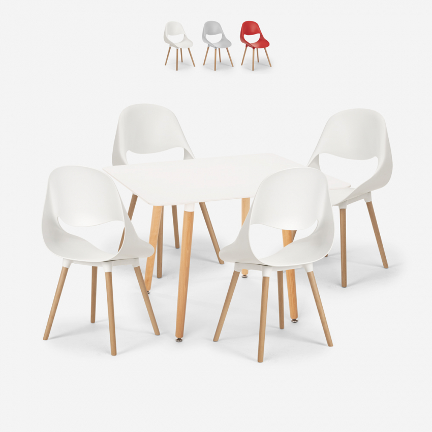 Set van 4 witte vierkante tafelstoelen 80x80cm Scandinavisch design Dax Light Verkoop