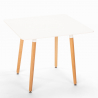 Set van witte vierkante tafel 80x80cm en 4 stoelen in Scandinavisch design Dax Light 