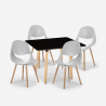 Conjunto mesa preta 80x80cm quadrada 4 cadeiras design escandinavo Dax Dark Kortingen