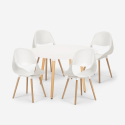 Conjunto mesa branca redonda 100x100cm design escandinavo 4 cadeiras Midlan Light Kortingen