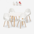 Set van 100 cm ronde witte tafel en 4 stoelen in Scandinavisch design Midlan Light Aanbieding