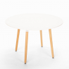 Conjunto mesa branca redonda 100x100cm design escandinavo 4 cadeiras Midlan Light 