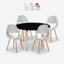 Conjunto 4 cadeiras design mesa de jantar 100x100cm preta redonda Midlan Dark Aanbod