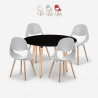 Set van 100 cm ronde zwarte tafel en 4 stoelen in Scandinavisch design Midlan Dark Aanbod