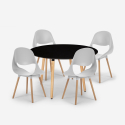 Set van 100 cm ronde zwarte tafel en 4 stoelen in Scandinavisch design Midlan Dark Voorraad