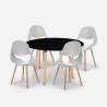 Conjunto 4 cadeiras design mesa de jantar 100x100cm preta redonda Midlan Dark Voorraad