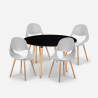 Set van 100 cm ronde zwarte tafel en 4 stoelen in Scandinavisch design Midlan Dark Voorraad