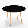 Set van 100 cm ronde zwarte tafel en 4 stoelen in Scandinavisch design Midlan Dark 