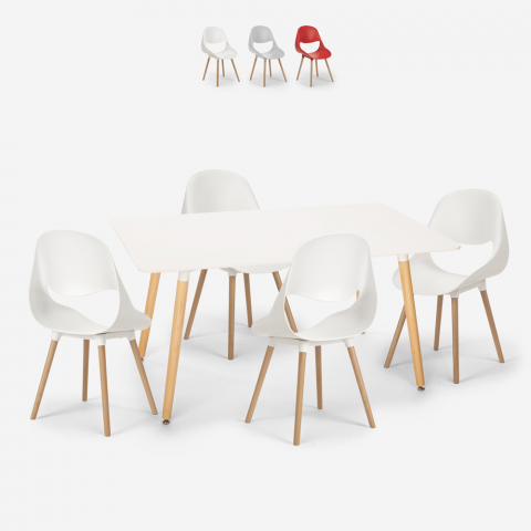 Scandinavisch design rechthoekige tafelset 80x120cm 4 stoelen Flocs Light